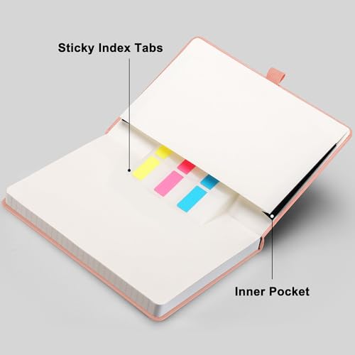 Image of RETTACY Graph Grid Paper Notebook, 192 Pages, A5 Size (5.7'' x 8.3'') | 5 Squares per Inch, Leather Hardcover, 100 GSM Thick Paper, for School, Students, Math, Engineering (Rose gold)