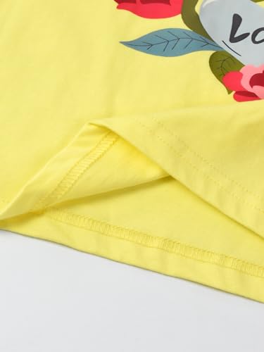 Image of HILEELANG Girl T-Shirts Short Sleeve Graphic Tees Cotton Casual Summer Tops Shirts Packs