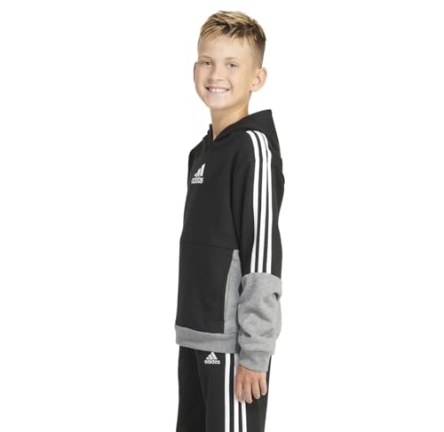 adidas Youth Pullover Fleece Hoodie Black/Heather Grey LARGE (14/16)2