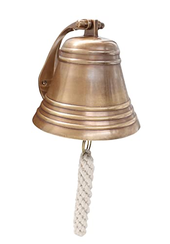 5" Solid Antique Brass Bell Quality Marine Wall Mounted Ship Hanging Bell Perfect For Dinner, Indoor, Outdoor, School, Bar, Reception, Last Order & Church By The Metal Magician #TOP3