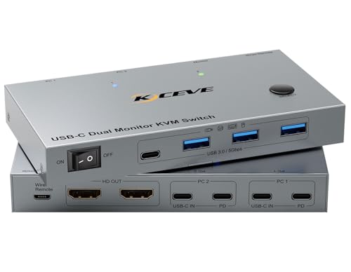 15 Best Thunderbolt KVM Docks for Seamless Dual MacBook Workflows in 2025 27 KCEVE KVM Switch 2 Monitors 2 Laptops USB C, KVM
