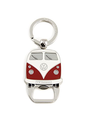 BRISA VW Collection Porteclés avec ouvrebouteille de bière Accessoire de trousseau avec anneau Porteclés (VW T1 Bus/Rouge)