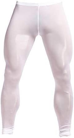 K-Men Men Ice Silk Underwear Low Rise Slim Legging Tight Pant Mesh Long Trousers