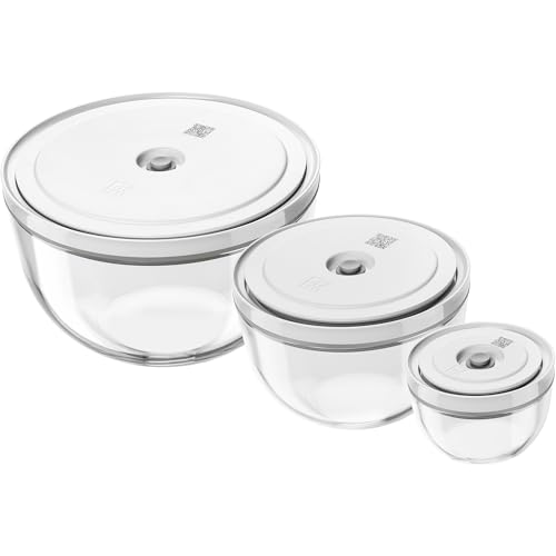 Image of ZWILLING Fresh & Save BOWLS 3-pc Glass Vacuum Bowl Set | Airtight Vacuum Bowls Keep Leftovers Fresher Longer. Freezer, Microwave & Dishwasher Safe.