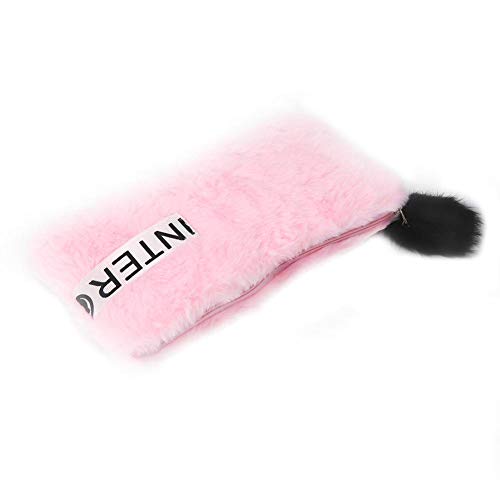AIZHIYI Bolsa de lápis de pelúcia macia fofa, bolsa para cosméticos, material estudantil (rosa)
