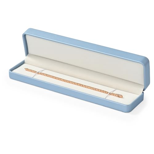 Blue Leather Bracelet Necklace Box Jewelry Gift Boxes for Bracelet Necklace Chains Choker Storage For Birthday, Wedding, Valentine's Day Mother's Day Gifts(Blue)