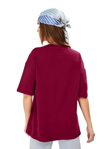Image of LEOTUDE Women Cottonblend Oversized Baggy Fit Half Sleeve Round Neck Multicolor Combo T-Shirt for Women & Girls (Pack of 3)