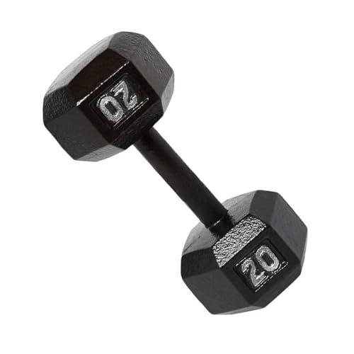 Image of amazon basics Cast Iron Hex Dumbbell Weight - 11.2 X 4.5 X 3.9 In, 9 Kg, Black