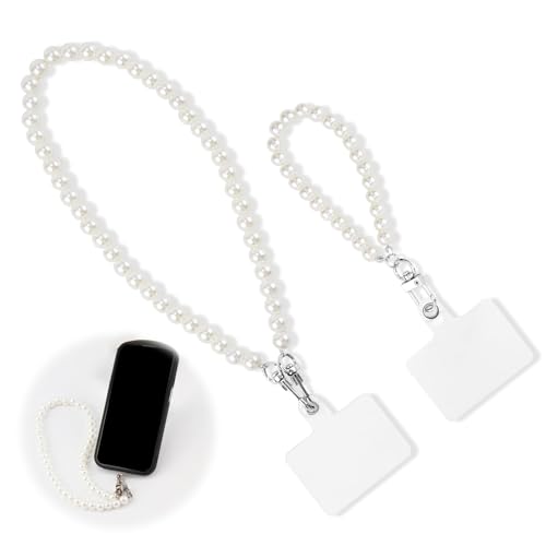 LIUXIN 1Pcs Trendy Stone Pearl Beads Catena del Telefono Cellulare Donne Ragazze Cinturino per Cellulare Cordino Anti-Perso Cordino Appeso Bracciale Gioielli Portachiavi