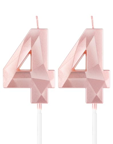44 cumpleaños velas de oro rosa en forma de figura 44 para decoración de tartas, 44 cumpleaños de mujeres, niñas, mujeres, ella, cumpleaños, boda