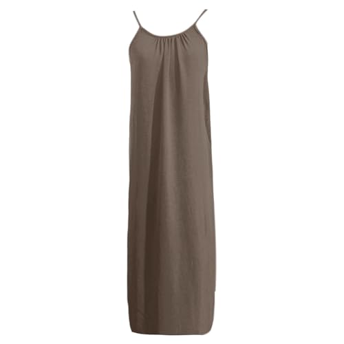 Image of HTHLVMD Backless Cami Dress Summer Dresses for Women 2026 Spaghetti Strap Dresses Womens Solid Color Backless Cami Dress
