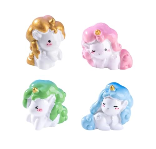 Image of VRB Dec 4 Pcs Miniature Showpiece Set for Home Decor,Car Dashboard,Valentine,Living Room,Gifts Figurines,Cake Decoration Items,Figurines for Home Decor. (4Pcs Magical Unicorn Miniature)