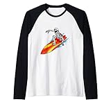 Esqueleto Surfing Surfer Aloha Hawaii Disfraz de Halloween para hombre Camiseta Manga Raglan