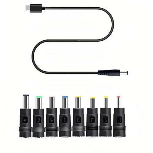 Tpenod USB C to DC 12V Cord, USB Type C PD Input to DC 12V Output Power Cable with 8 Connector Converter Tips, Work with PD Charger and PD Power Bank. Portable for Outdoor Test, Studio and Travel.