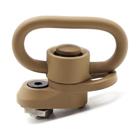 TRIROCK 1.25 inch swivel loop push button QD full TAN/FDE sling mount base fits M-LOK Rail with clever hole for Snap clip Hook Spring Cover