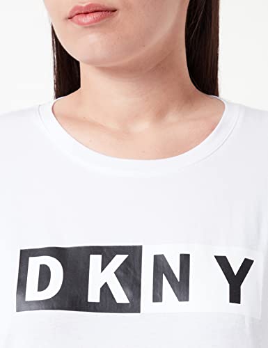 Dkny Womens Summer Tops Short Sleeve T-Shirt T Shirt, White With Black/White Two Tone Logo, Large Us #TOP3