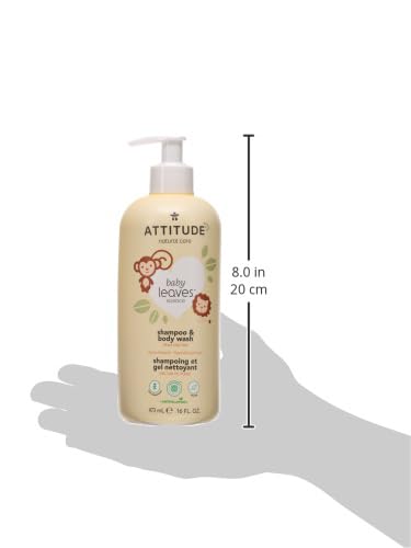 Image of ATTITUDE 2-in-1 Shampoo and Body Wash for Baby, EWG Verified, Dermatologically Tested, Vegan, Pear Nectar, 16 Fl Oz, (Pack of 2)