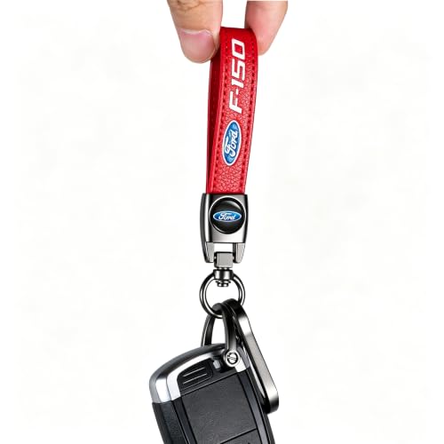 Image of Leather car Keychain 05 Set for Men and Women Family Present Keychain Key Ring Lanyard (red)