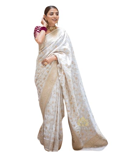 Image of C J Enterprise Women's Pure Kanjivaram Soft Silk Saree Banarasi Style Sarees For Wedding With Blouse Piece (Pari-165)