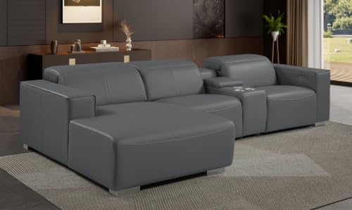 Umbria 4-Piece Left-Facing Genuine Leather Power Reclining Sectional Sofa