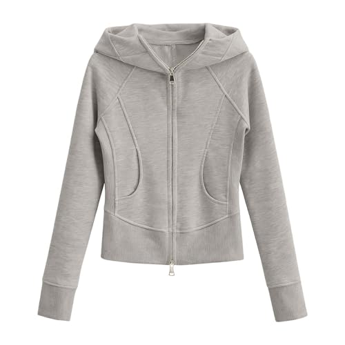 Sweat à capuche femme zippé veste courte rétro en velours