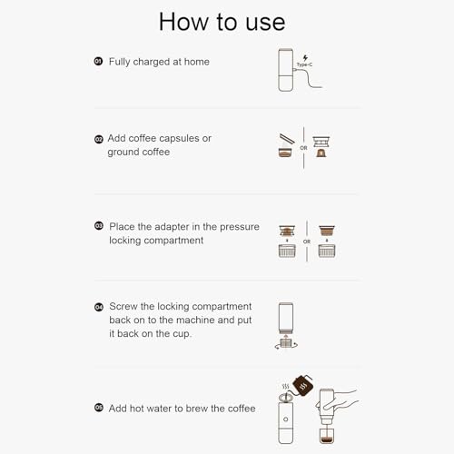 Machine à café automatique portative compacte avec réservoir d'eau de 120 ml intégré