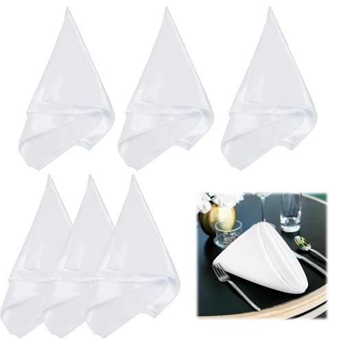 6Pcs Cloth Napkins White Square Reusable White Napkins 43 x 43 cm Absorbent Washable Napkins Hotel Quality Pure Cotton Fabric Napkin Ideal for Family Dinner Restaurant Weddings Parties Holidays
