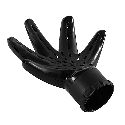 Hair Dryer Diffuser, Professional Hairdressing Tool Black Plastic Hand Shape Round Mouth Hair Blow Dryer Diffuser Accessory, 8.3 x 2.4inch