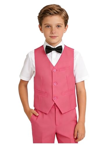 Image of YuanLu Boys Suit Homecoming Dresses for Kids Ring Bearer Outfit Suits Tuxedo Formal Vest and Pants Suit Set