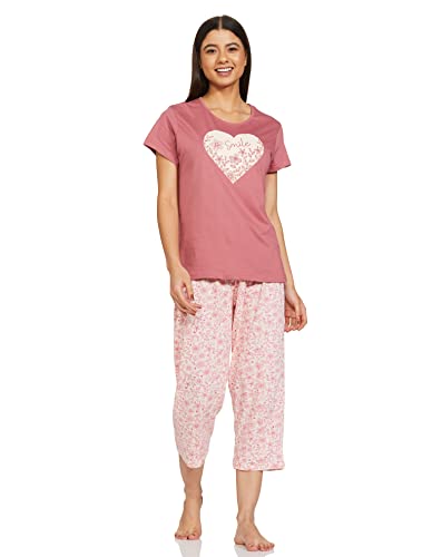 Image of Max Women's Cotton Printed Lounge T-Shirt with Capris