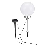 INDA-Exclusiv Große LED Solarlampe Kugelleuchten Gartenleuchte Aussenleuchte Solarleuchte Leuchte Weiß/Silber inkl. rotierenden LED's Ø 20cm