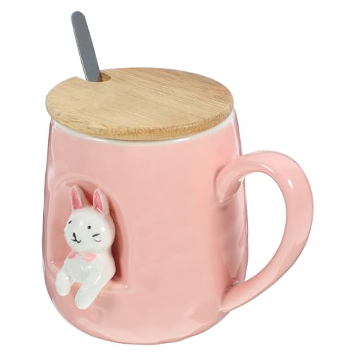 TOPPERFUN Taza De Corazón Femenino Bebiendo Porcelana Gres Taza De Te Reutilizable Café Exprés Térmico Cochecito Café Fabricante Derramar Té Infusor Matraz Zalamero Tapa Cerámica Rosa