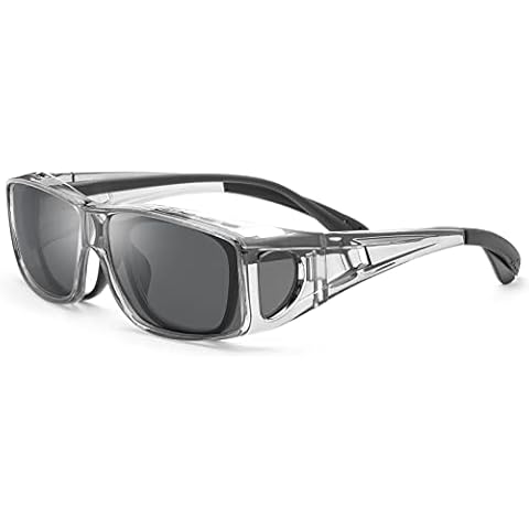 Wrap Around Sunglasses Polarized Lens Wear Over Prescription Glasses Fit Over Regular Glasses UV400 Protection Oversized Shield Safety Driving Eyeglasses Anti Glare Eyewear Shades for Men Women Cover