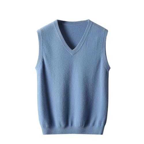 Men V Neck Sleeveless Sweater Vest 100 Percent Merino Wool Soft Casual Pullover Knit Waistcoat