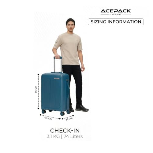 Image of ACEPACK by Verage Megatron Hard Side Polypropylene Luggage Medium Check in 74L | Lightweight Unbreakable Suitcase Set with 360 Silent Spinner Wheels, Number Lock & Telescopic Handle