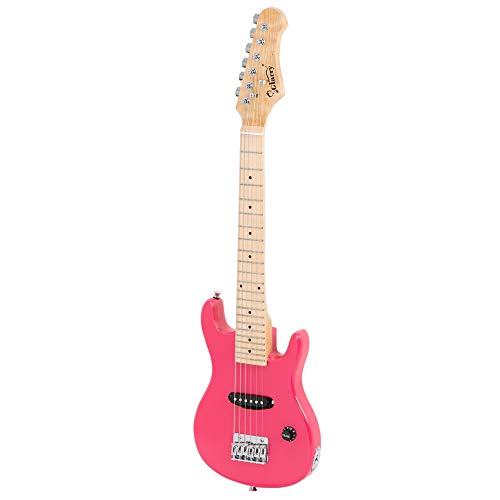 Kant Novice Electric Guitar Flame Shaped Hsh Pickup Bag Strap Paddle Rocker Cable Wrench Tool Kit, Affordable & Great Electric Guitars For Beginner Starter (Pink) #TOP4
