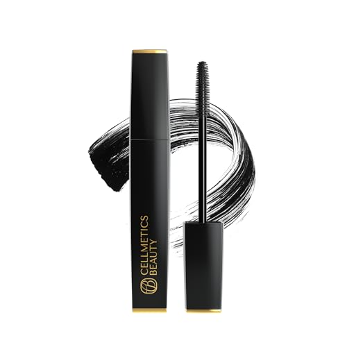 Cellmetics Mascara for Older Women 60 Plus, Volumizing & Lengthening Tubing Mascara with Lash Growth Effect, Hypoallergenic, Smudge-Free and Gentle for Sensitive Eyes (Black)