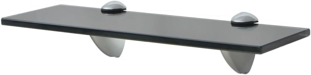Floating Shelf Black Tempered Safety Glass, Zinc Alloy Brackets, 11.8x3.9 Inch Wall Mounted Display Ledge for Bathroom, Living Room Decor, 22lb Capacity