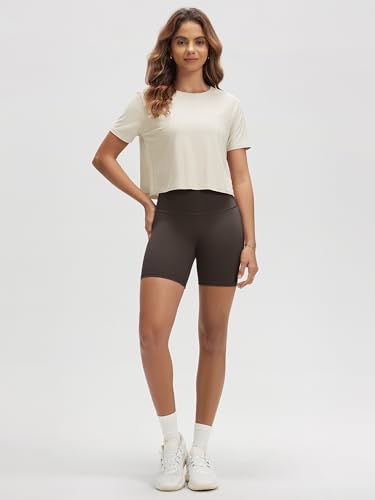 Image of ODODOS Women's Performance Cropped Tee Ultra Soft odSTRATUM Tech Short Sleeve Relaxed Top Crew Neck T-Shirts