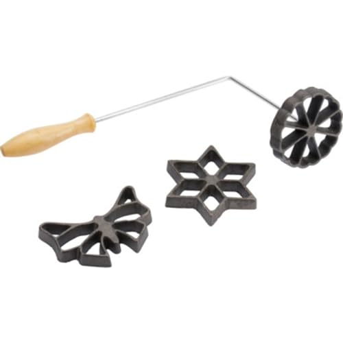 Westmark Moldes para gofres, Con 3 motivos, Con libro de recetas, Tamaño del molde: 7 - 9 cm, Acero/madera, Plata/marrón claro, 32242260