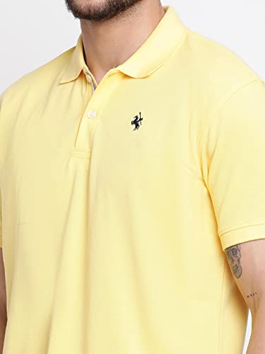 Image of Cantabil Men's Cotton Blend Solid Polo Neck T-Shirt (Regular Fit)