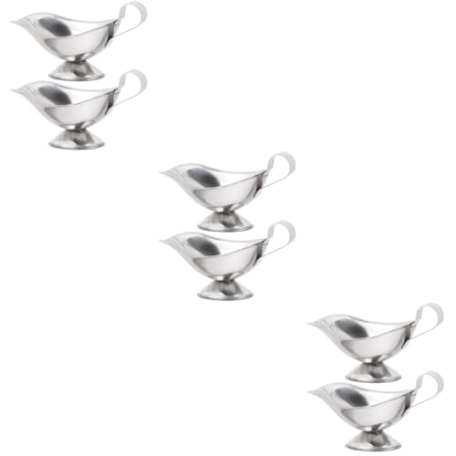 CHILDWEET 6 Pcs Juice Boat Cold Kettle Mason Jar Pouring Lid Spout Formula Container Pot Iced Cold Brew Coffee Maker Sauce Pan Oven Pitcher with Lid Serving Bowls 201 Stainless Steel Silver