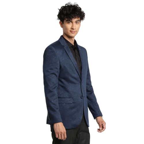 Image of Turtle Men Knitted Checkered Blue Blazer