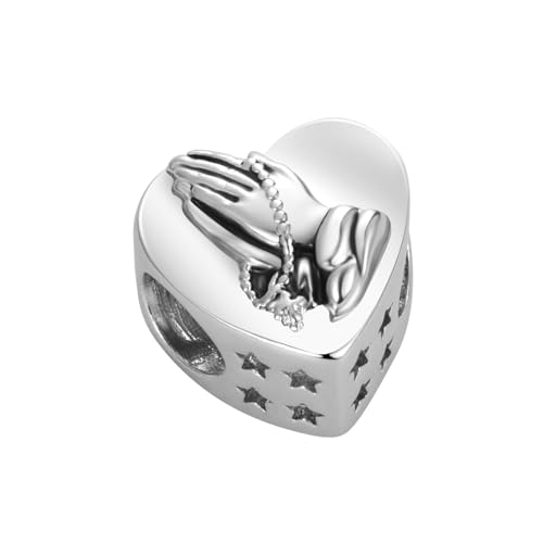 Praying Hand Heart Charm Christian Bible Verse Bead for Pandora Bracelet3