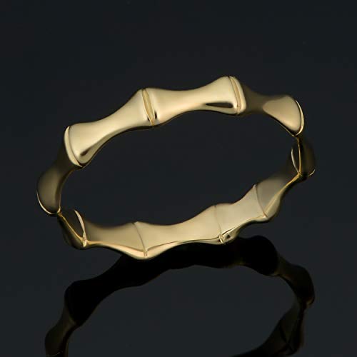 Kooljewelry 14k Yellow Gold 3.4 mm Bamboo Ring2