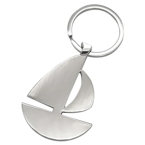 Sportigo ® Segelboot Schlüsselanhänger in der Farbe Silber/Schiff Boot Segeln Segler Urlaub Schifffahrt Kapitän Anhänger Geschenk Geschenkidee