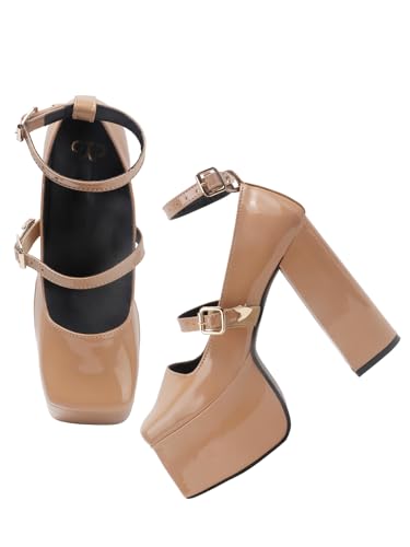 The White Pole Comfortable Buckle Closure High Chunky Block Heels For Women & Girls