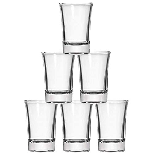 Home-Cart Heavy Round Base Straight Vodka Tequila Shot Glasses, Crystal Glass Size-30 ML (Color-Transperent) Set of 6 1