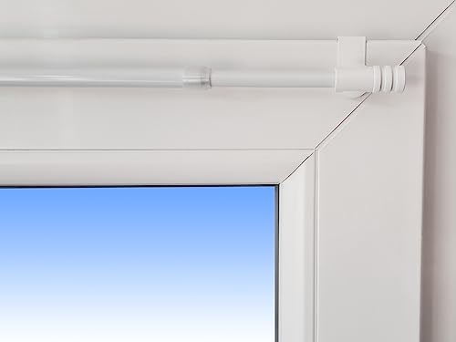 Dekondo Gardinenstange 'Rapid' Fix-Klick, ausziehbar, weiß inkl. klemmbaren Fensterhaken für einen Klemmbereich 15-20 mm, Länge: (75-110 cm ausziehbar)