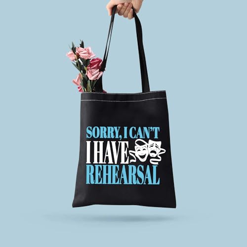 PLITI Theater Tote Bag Drama Actor Actress Gift Comedy Tragedy Mask Gift Sorry i Can't i Have Rehearsal Bag (I Have Rehearsal TGblU) - Image 3